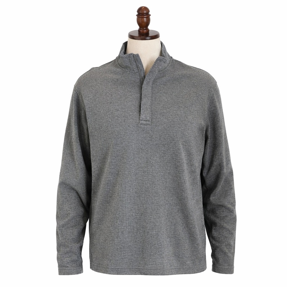 Hart Schaffner Marx Grey Cotton Micro Chevron1/4 Zip Pullover Sweater Large